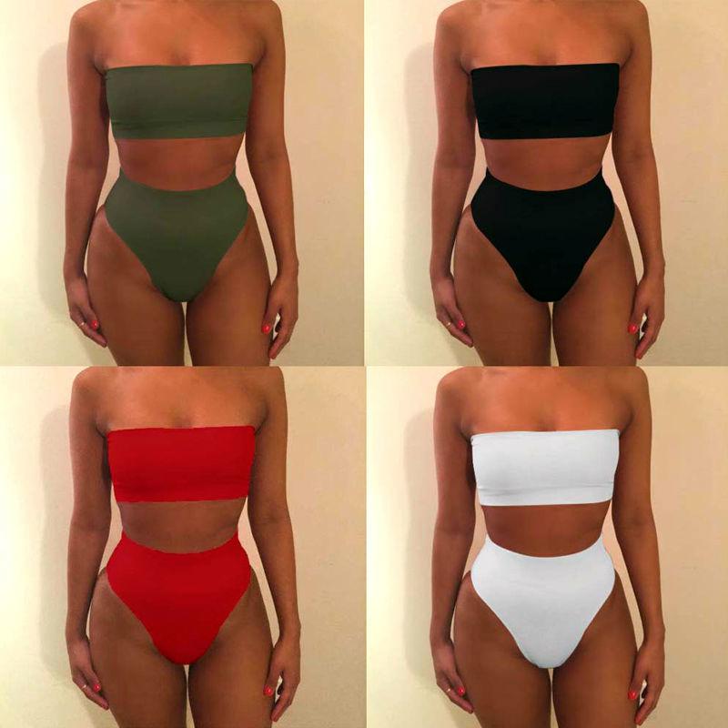 Sexy High Waist Bandeau Top Bikini