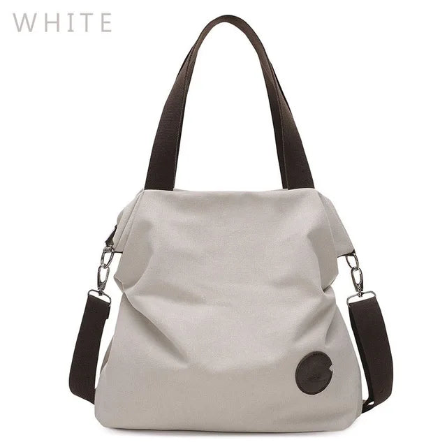 Canvas Leather Large Pocket Handbag