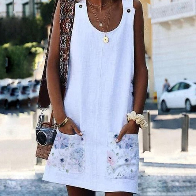 Sweet Summer O-Neck Pocket A Line Dress