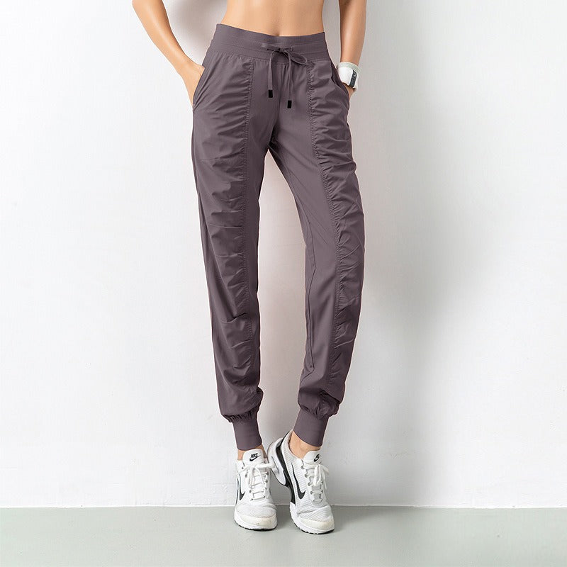 Ruched Front Fitness Pants - 9 Pockets