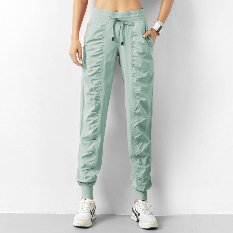 Ruched Front Fitness Pants - 9 Pockets