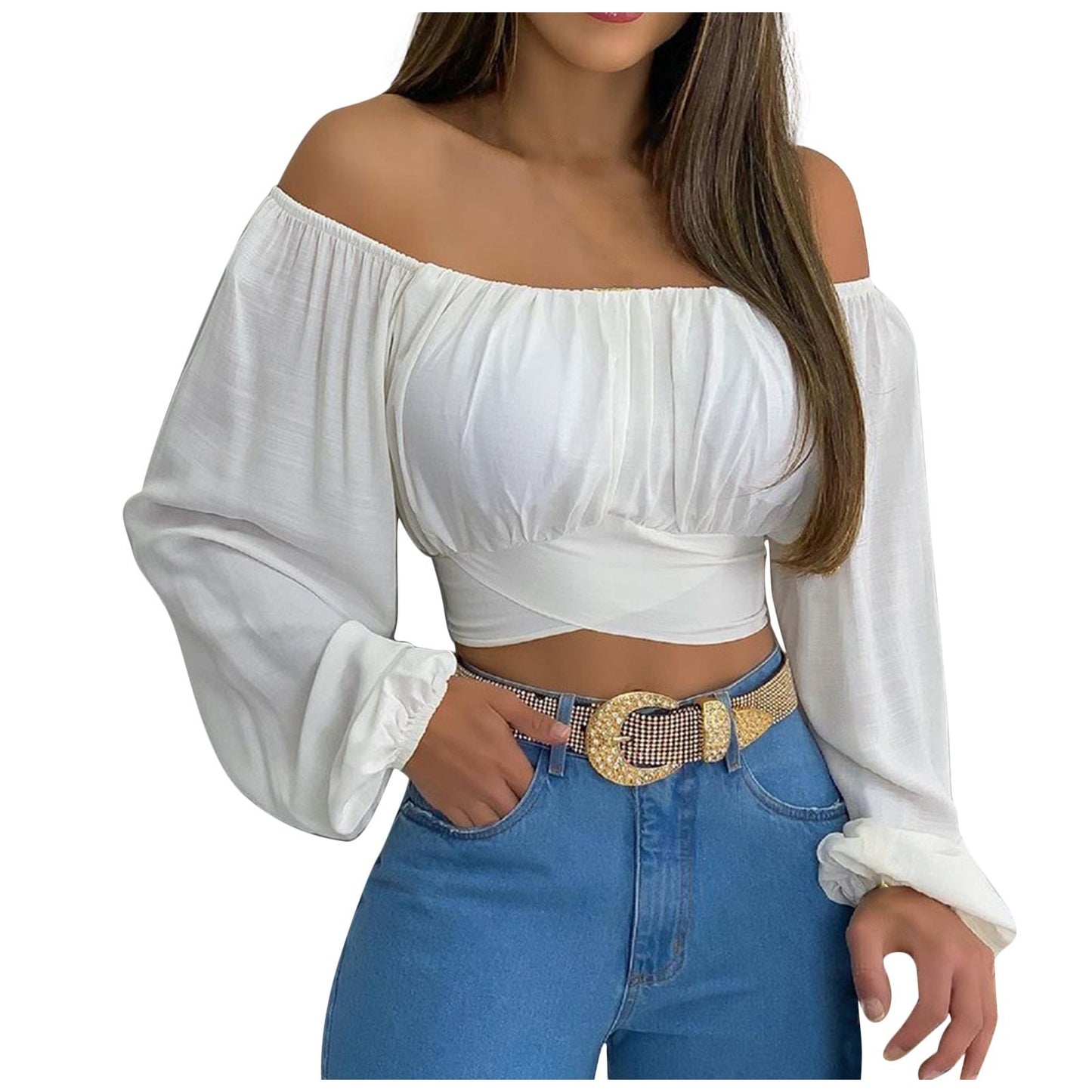 Sweet & Sexy Off Shoulder Cross Tie Blouse