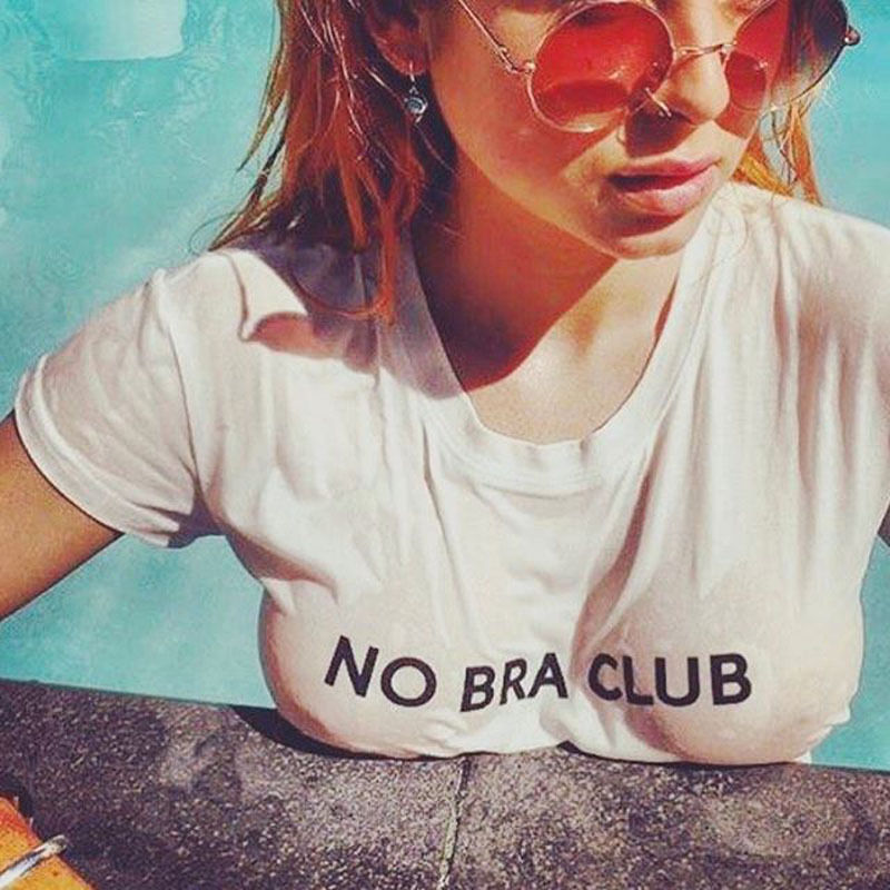 'No Bra Club' Cropped T Shirt