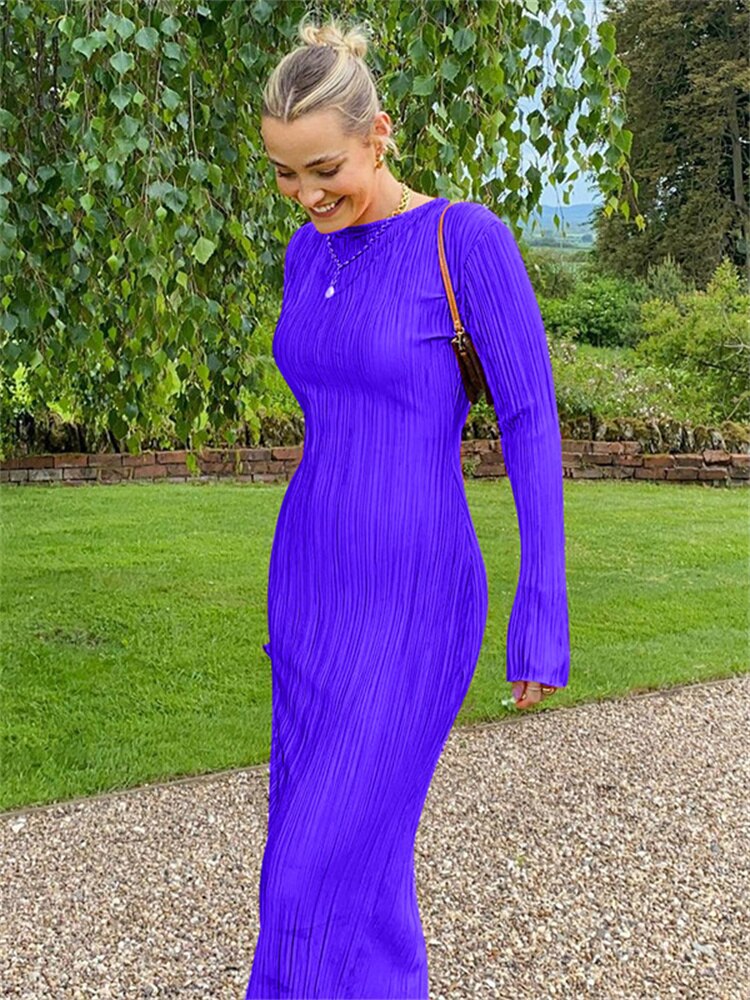 Demure & Sexy Ruched Ruffle Sleeve Dress