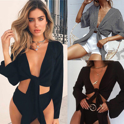 Sexy Flare Bandage Tie Blouse