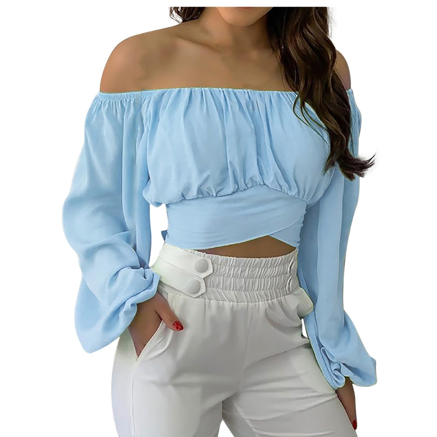 Sweet & Sexy Off Shoulder Cross Tie Blouse