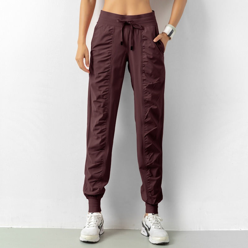 Ruched Front Fitness Pants - 9 Pockets