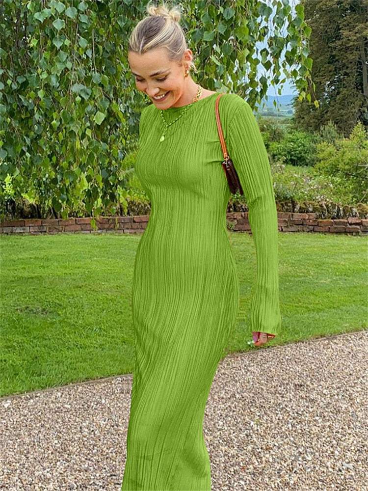 Demure & Sexy Ruched Ruffle Sleeve Dress