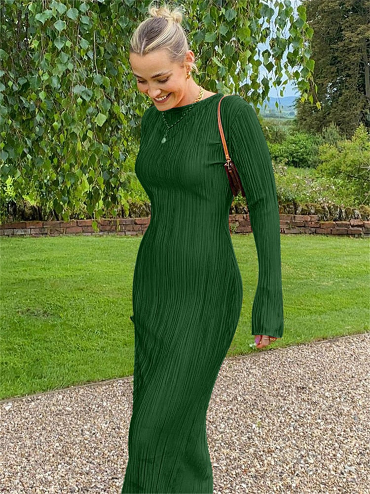 Demure & Sexy Ruched Ruffle Sleeve Dress