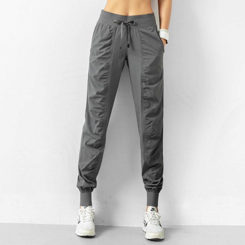 Ruched Front Fitness Pants - 9 Pockets