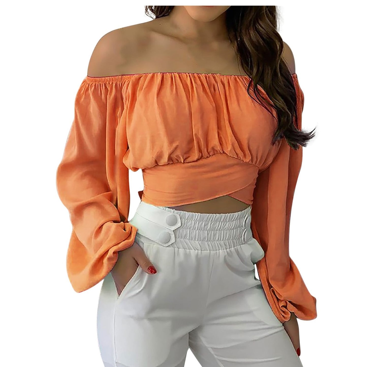 Sweet & Sexy Off Shoulder Cross Tie Blouse