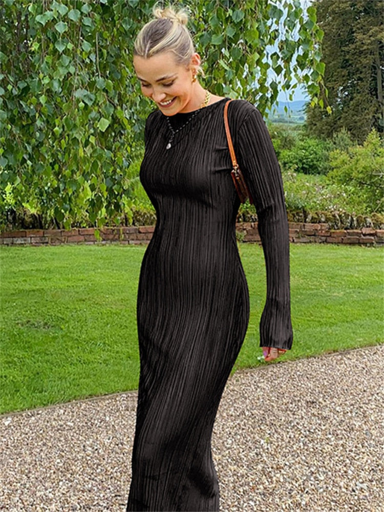 Demure & Sexy Ruched Ruffle Sleeve Dress