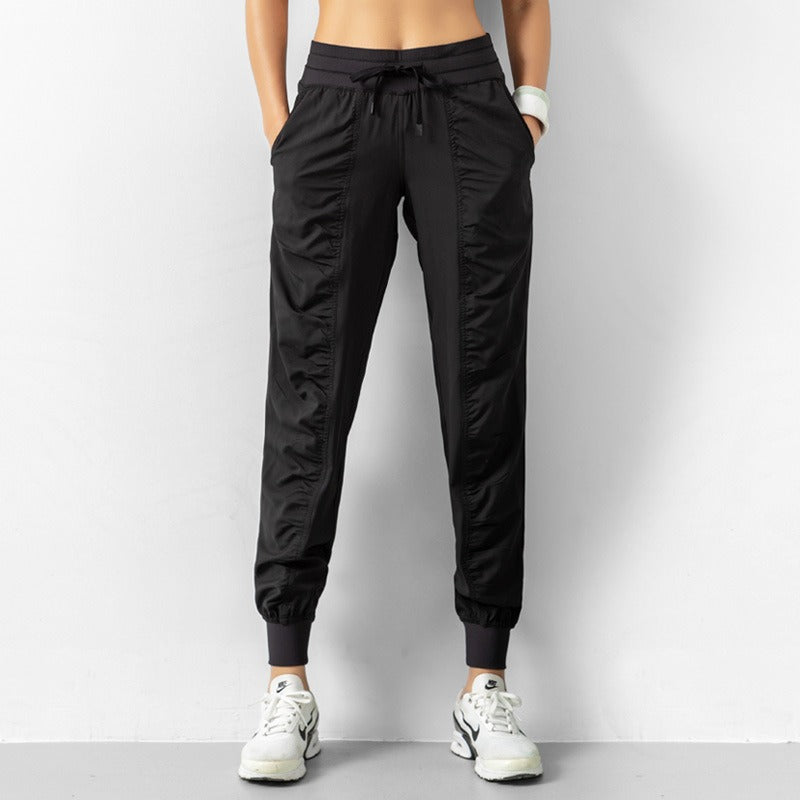 Ruched Front Fitness Pants - 9 Pockets