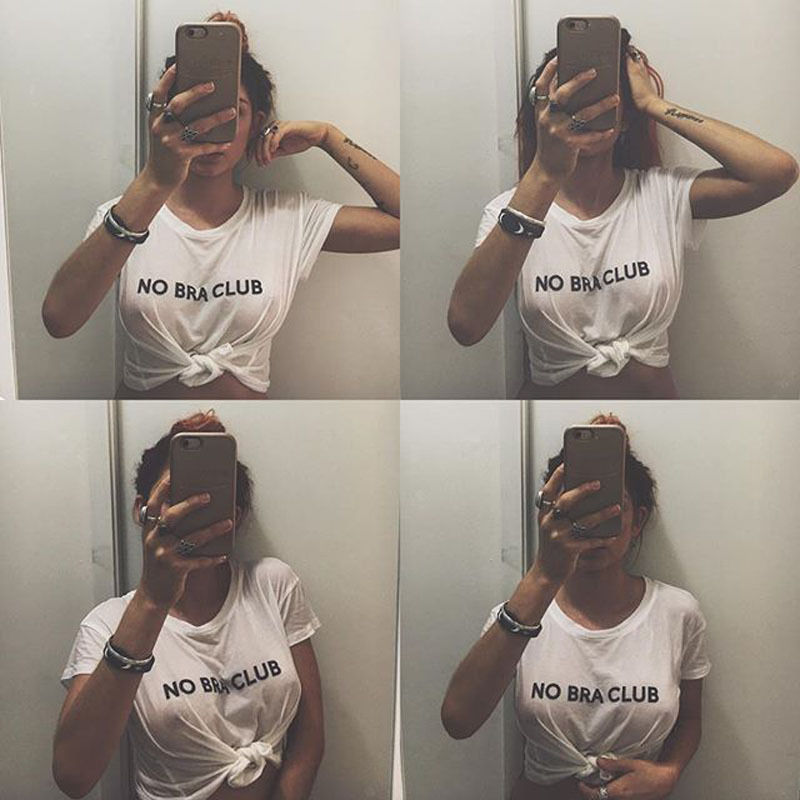 'No Bra Club'  Cropped T Shirt