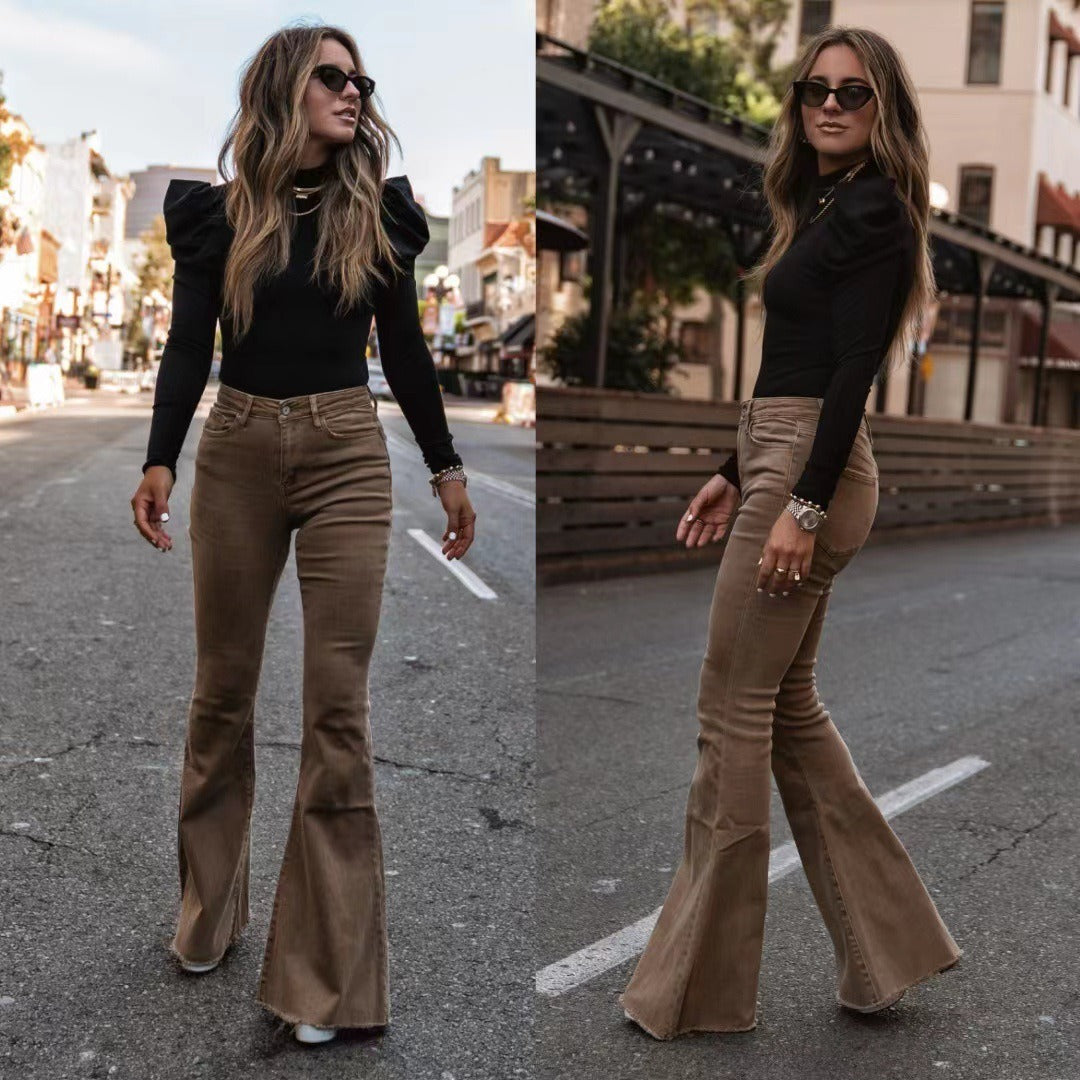 Modern Flare High Waist Stretch Casual Pants