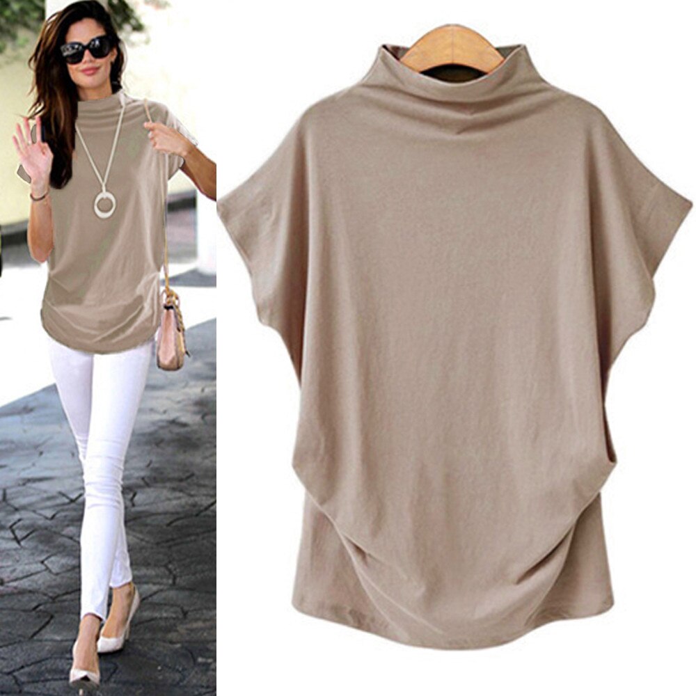 Batwing Turtleneck Short Sleeve Top