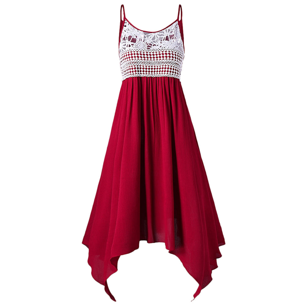 Lovely Lace Embellished  Asymmetrical Slip Dress