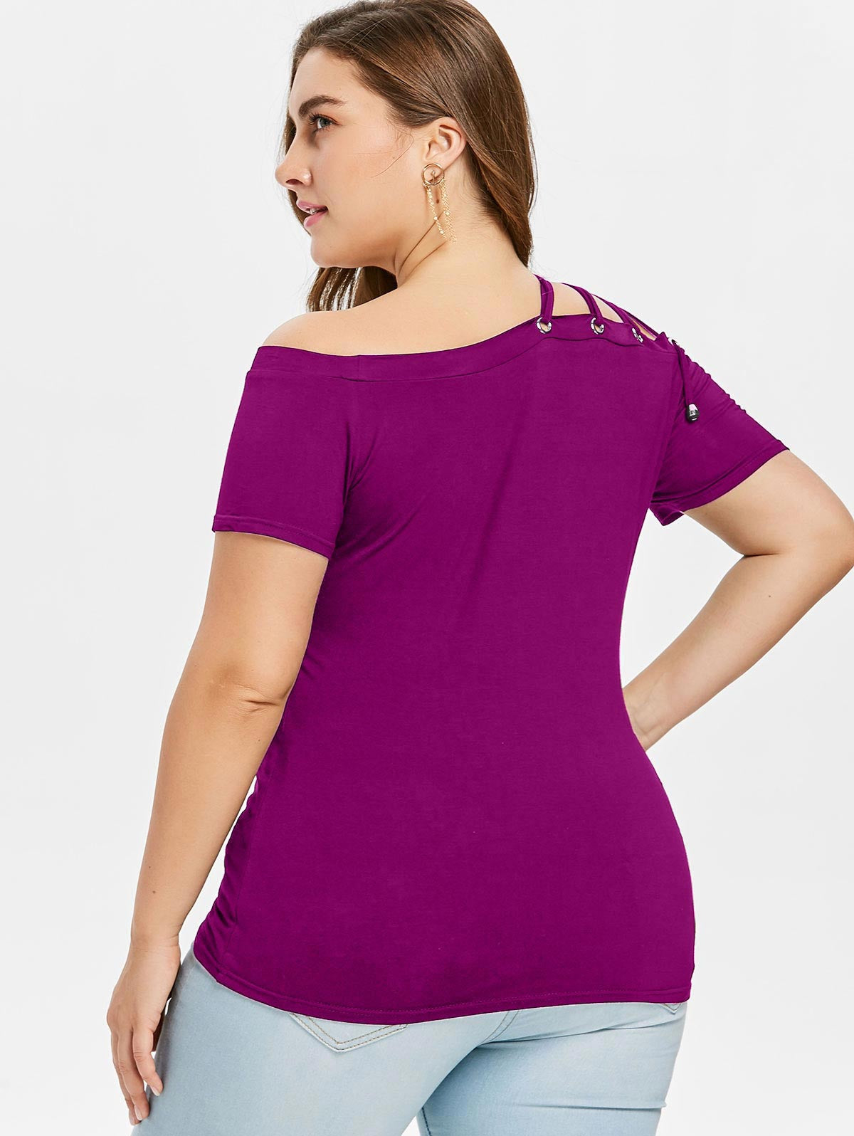 Sexy Plus Off The Shoulder Lace Up Casual Top