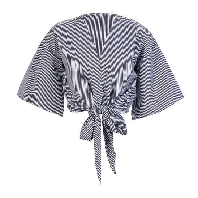 Sexy Flare Bandage Tie Blouse