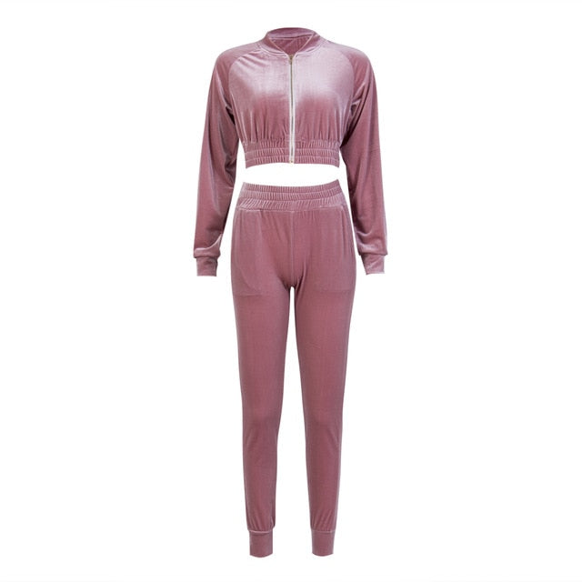 Velour Track Suit - 2 Piece Set