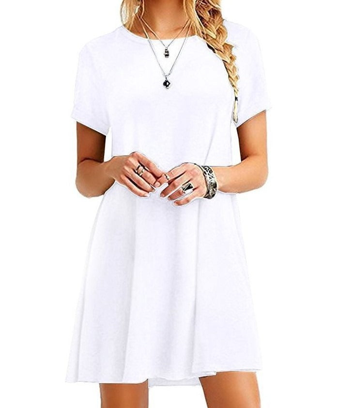 Summer Casual Short Sleeve Round Neck T Shirt Dress