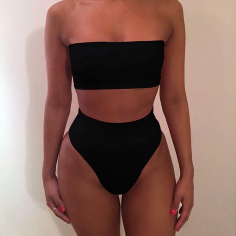 Sexy High Waist Bandeau Top Bikini