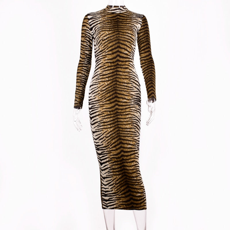 Sexy Safari Long Sleeve Bodycon Dress