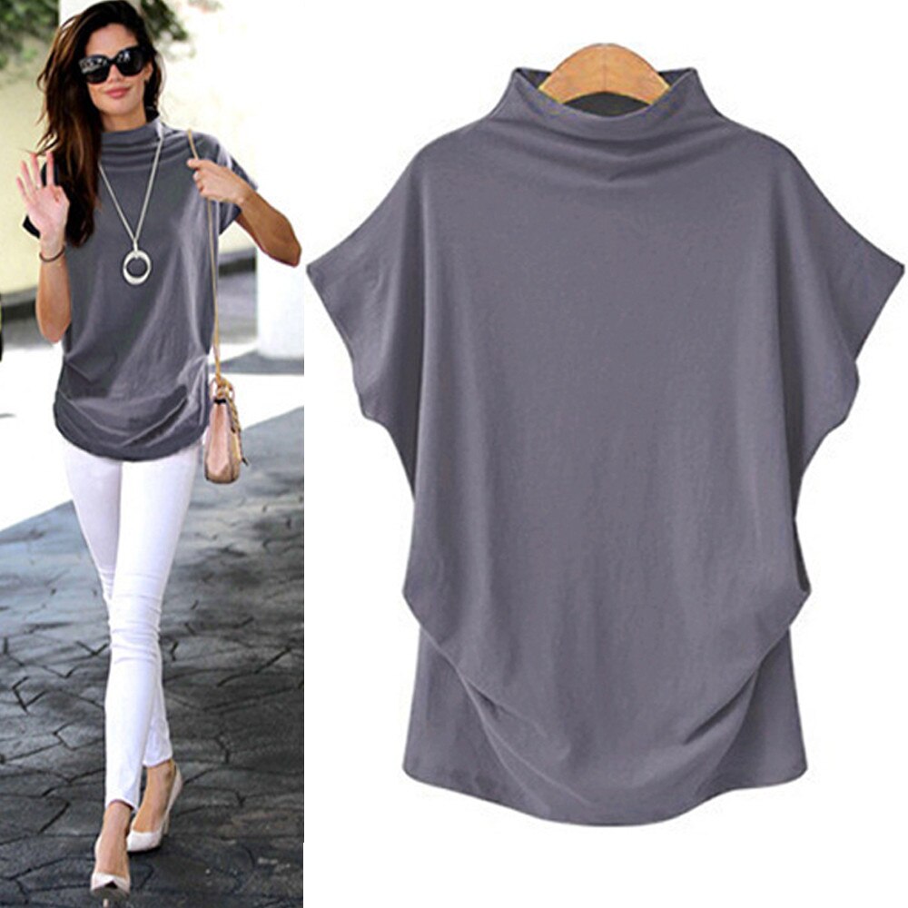 Batwing Turtleneck Short Sleeve Top