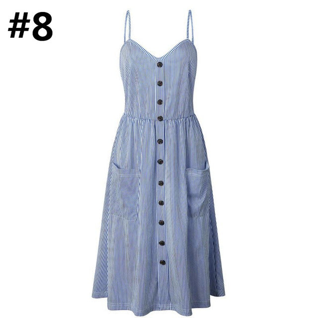 Sweet & Sexy Button Down Front Pocket Sundress Casual Dress