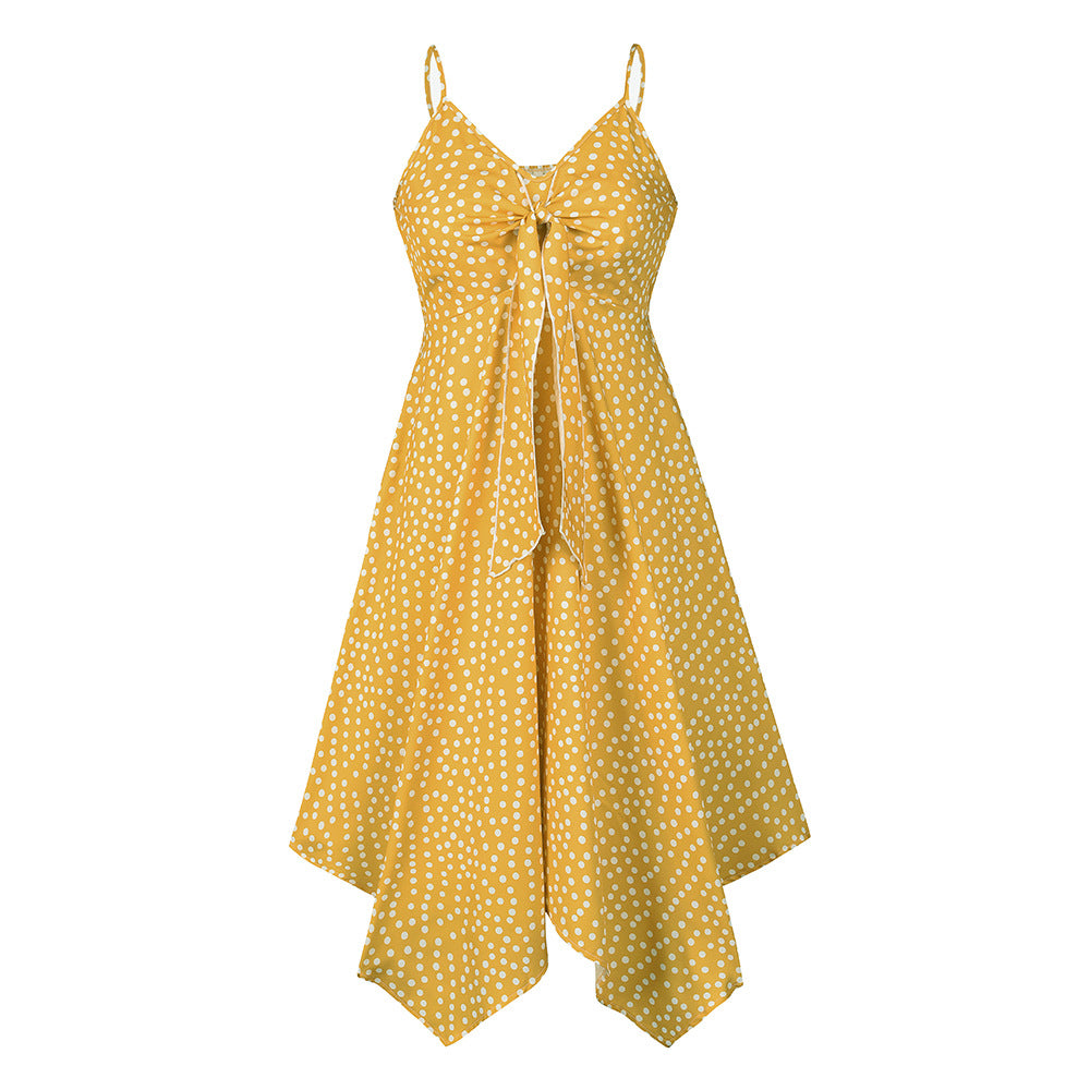 Sexy Summer Polka Dot Print Irregular Skirt Swing Dress