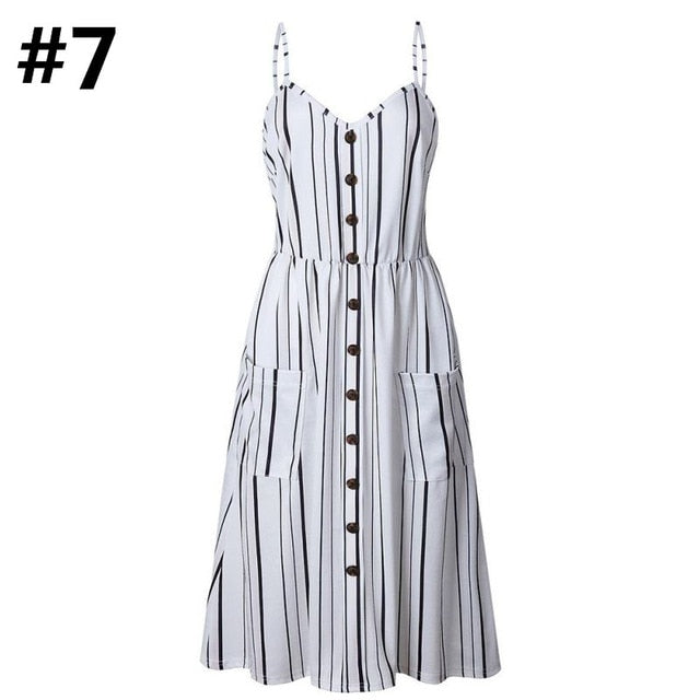 Sweet & Sexy Button Down Front Pocket Sundress Casual Dress