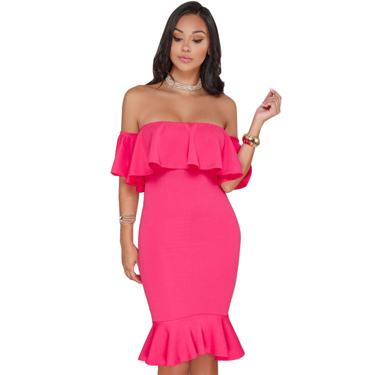 Elegant Off Shoulder Ruffles Party Dress