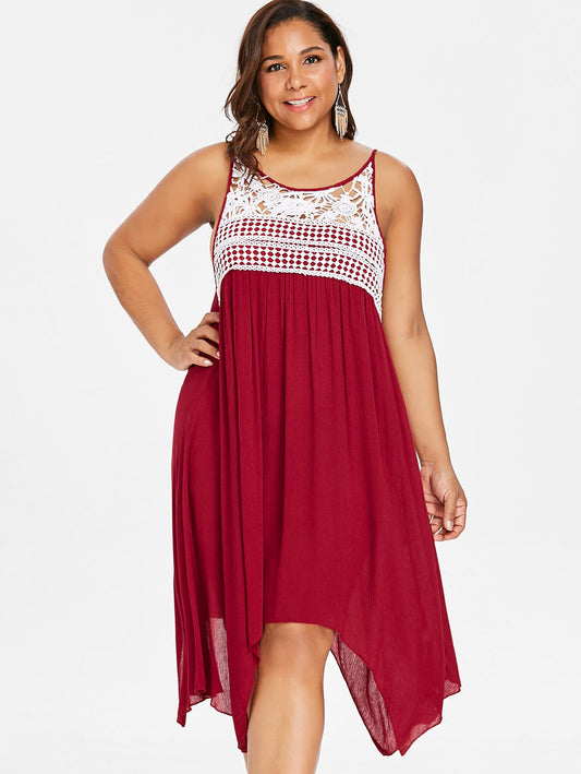 Lovely Lace Embellished  Asymmetrical Slip Dress