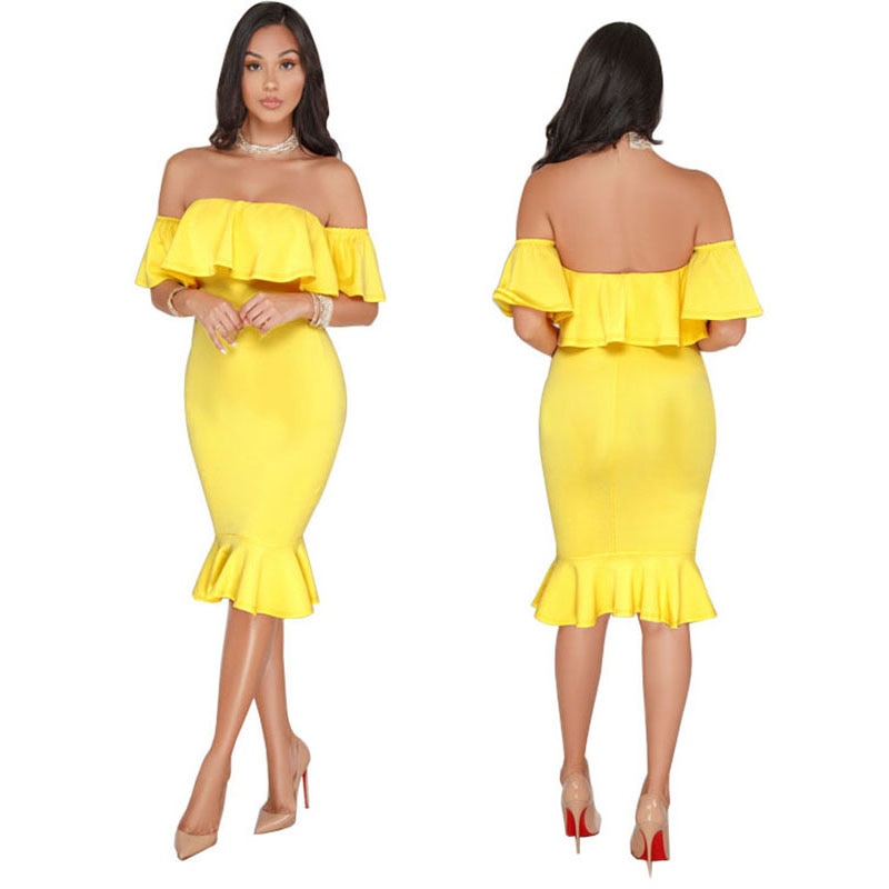 Elegant Off Shoulder Ruffles Party Dress