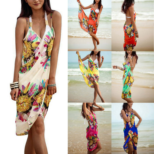 Summer Sweet Shoulder Wrap Beach Skirt Dress