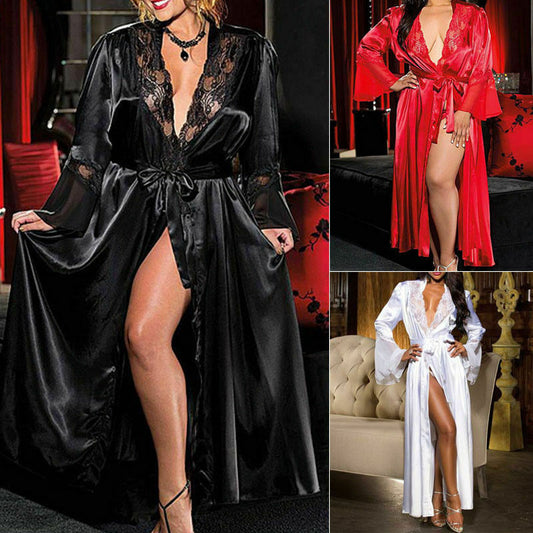 Sweet & Sexy Satin and Lace Robe