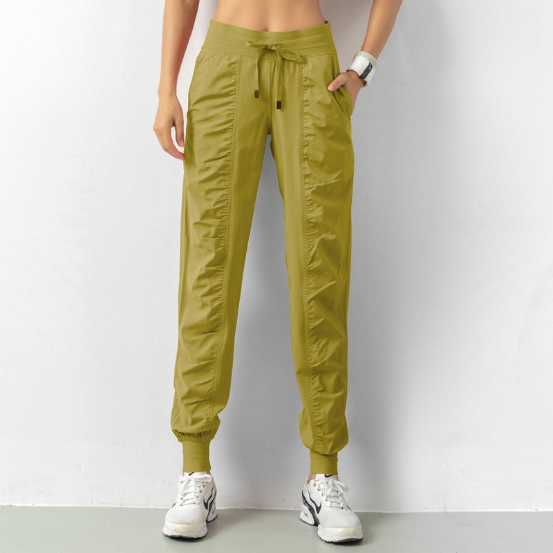 Ruched Front Fitness Pants - 9 Pockets