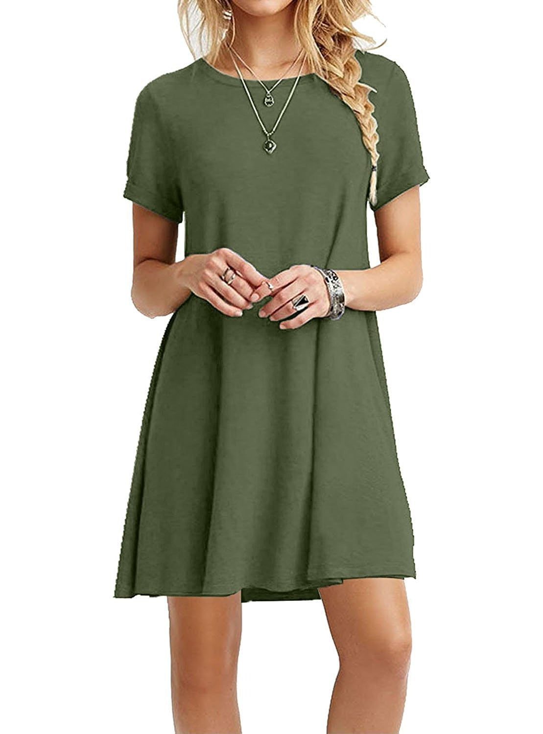 Summer Casual Short Sleeve Round Neck T Shirt Dress