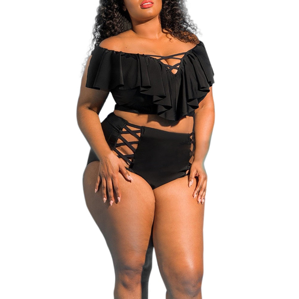 Womail High Waisted Off Shoulder Push-Up Padded Bikini