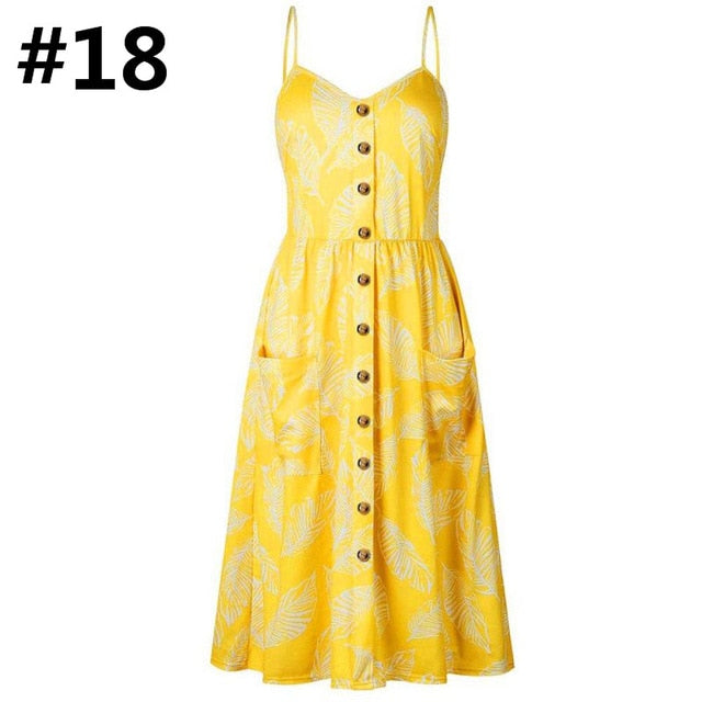 Sweet & Sexy Button Down Front Pocket Sundress Casual Dress