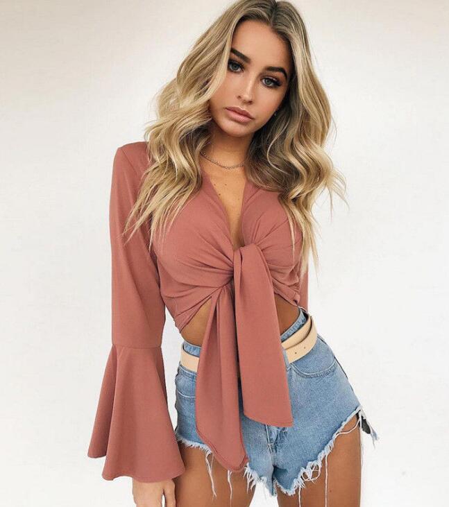 Sexy Flare Bandage Tie Blouse
