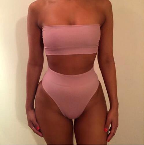 Sexy High Waist Bandeau Top Bikini