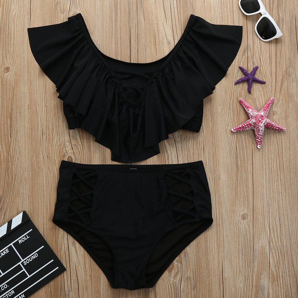 Womail High Waisted Off Shoulder Push-Up Padded Bikini