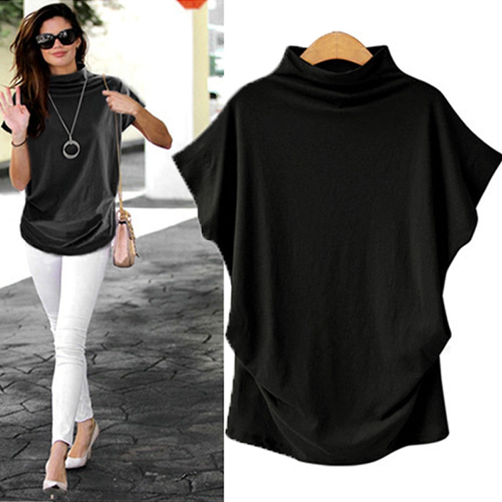 Batwing Turtleneck Short Sleeve Top