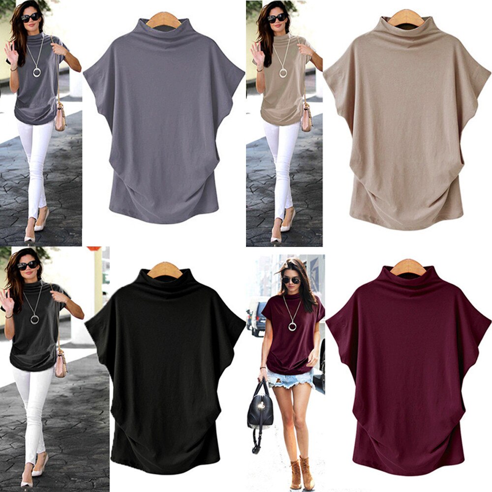 Batwing Turtleneck Short Sleeve Top