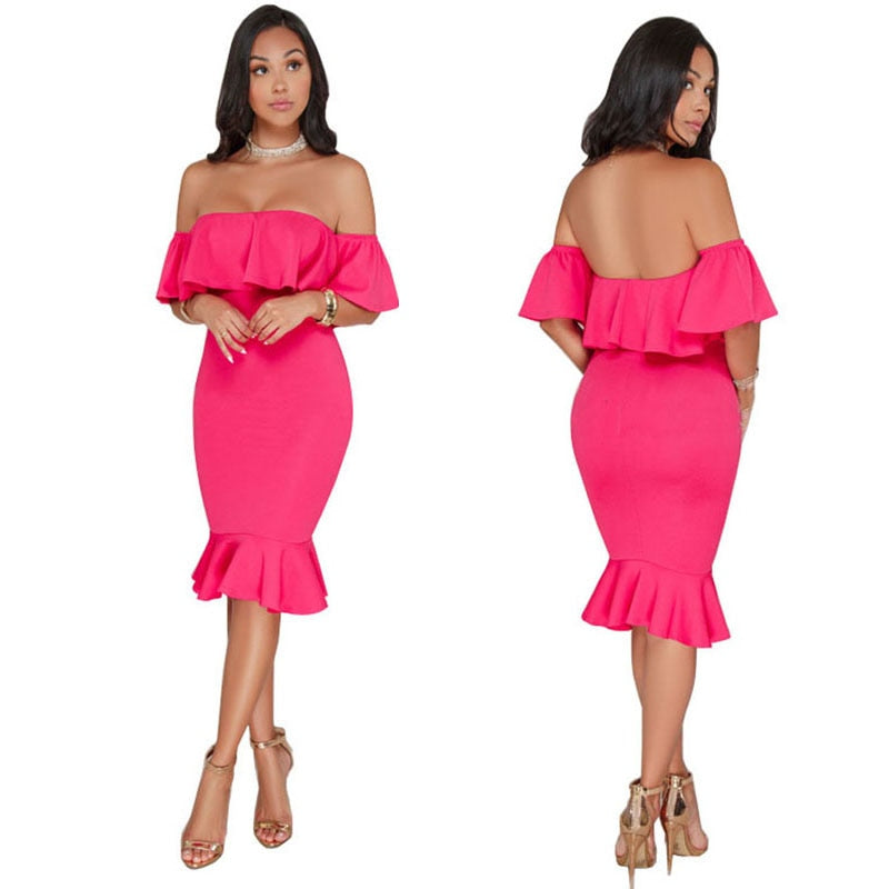 Elegant Off Shoulder Ruffles Party Dress