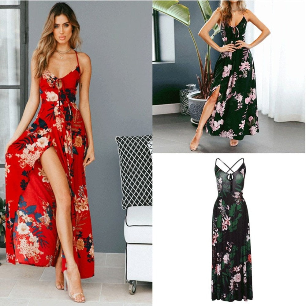 Floral Print Backless Sundress