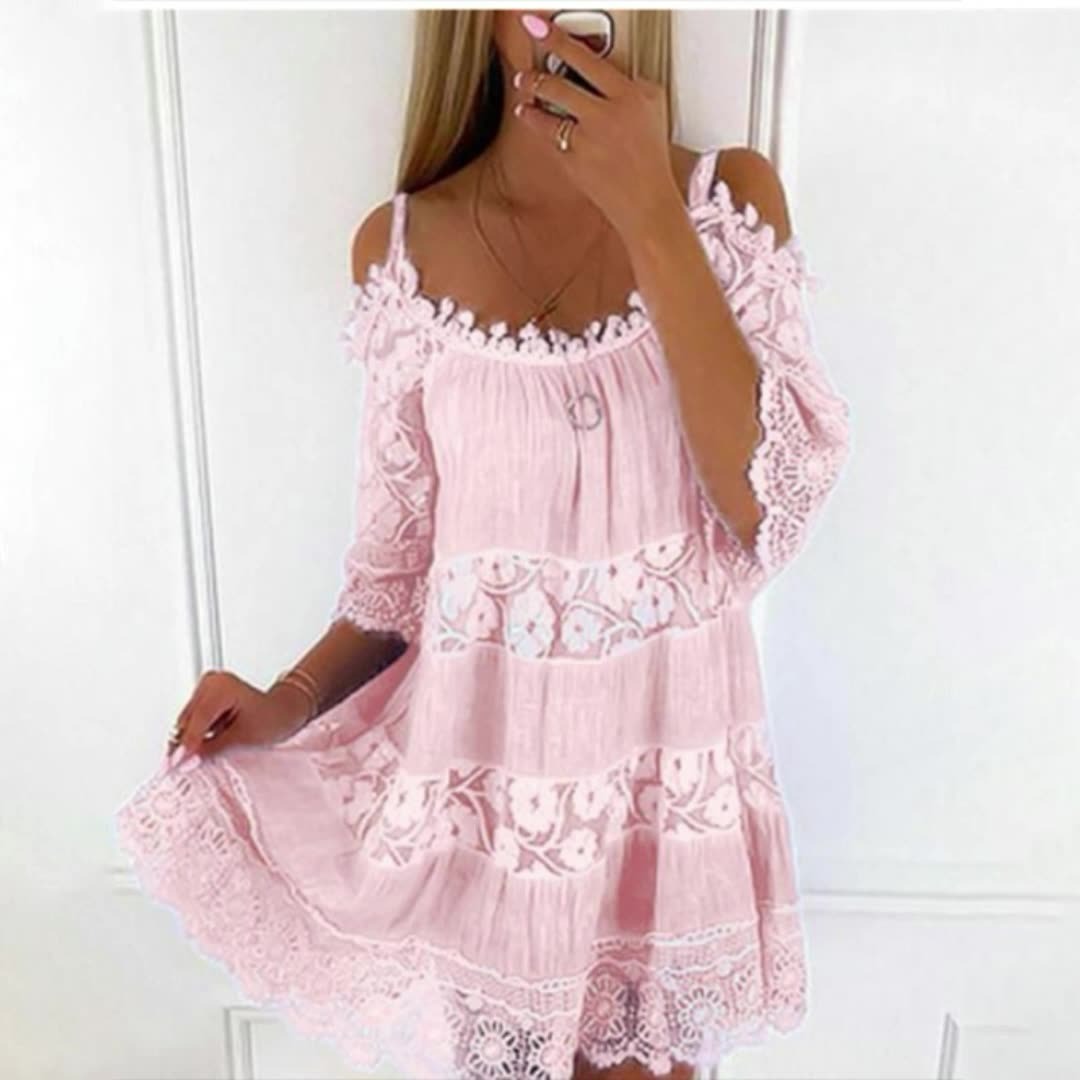 Sweet Princess Off Shoulder Lace Embroidered Sling Dress