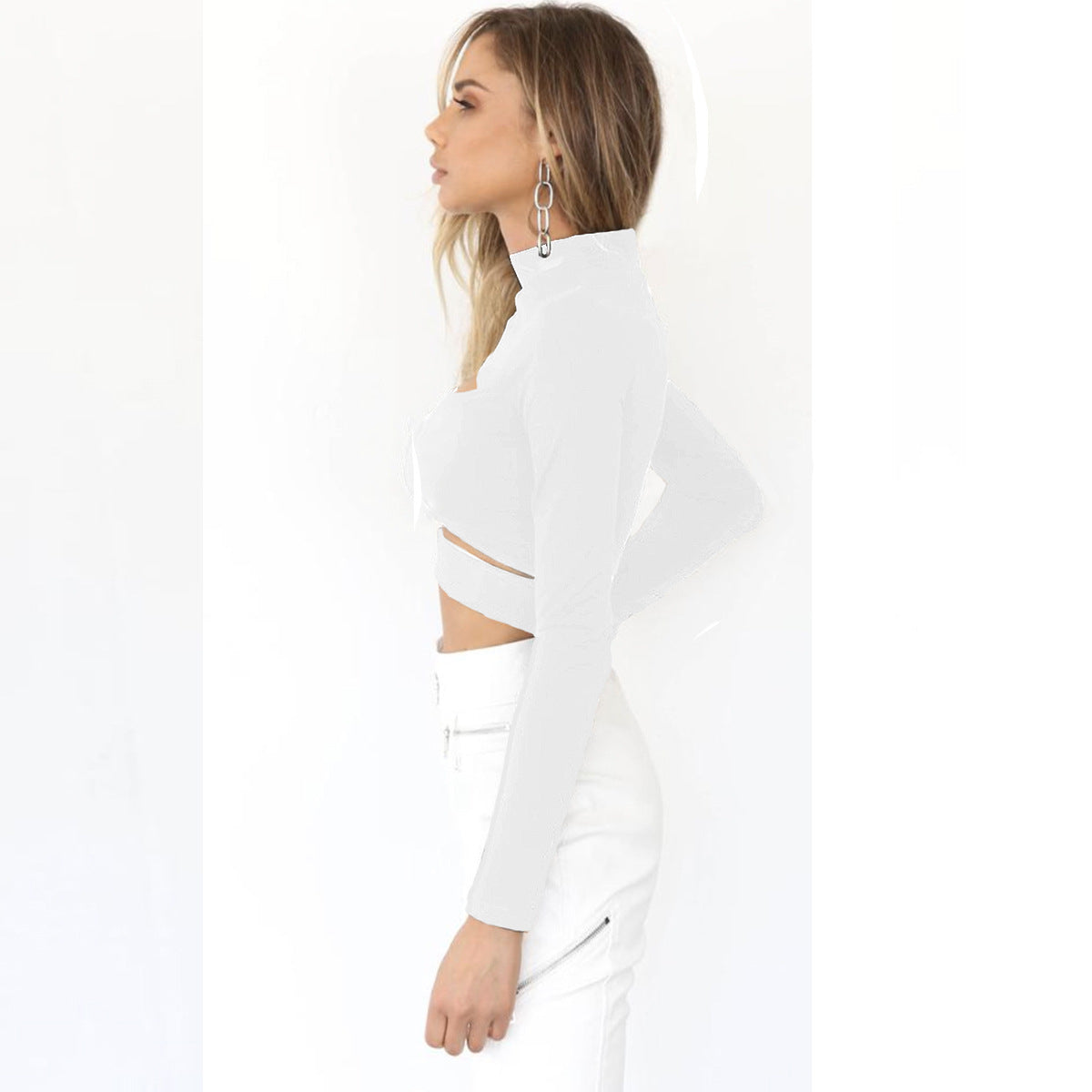 Sexy Hollow Turtleneck Crop Top