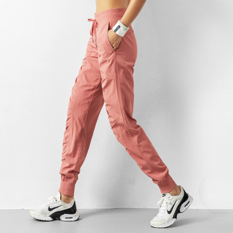 Ruched Front Fitness Pants - 9 Pockets